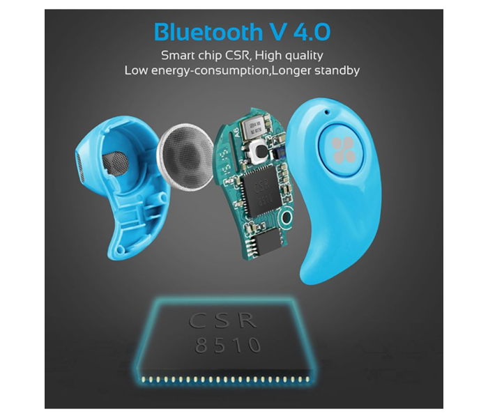 Promate Mini Wireless Mono Earphone Bluetooth Earbud with Built-In Mic for Hands-Free Calling for Smartphones Tablets Laptops - Blue - Zoom Image 2