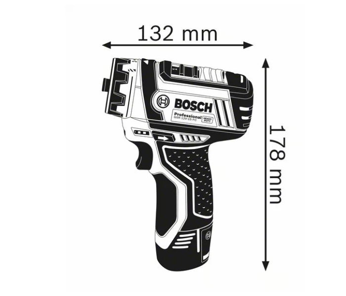 Bosch GSR 12V-15 FC Professional Cordless Drill and Driver - Blue and Black - Zoom Image 2