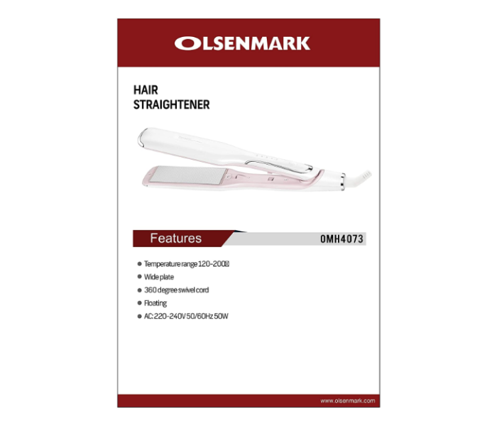 Olsenmark OMH4073 Hair Straightener - White - Zoom Image 1