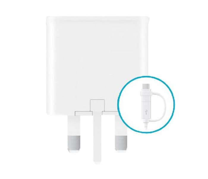 HeatZ ZA217 Single Port Home Charger with Micro USB Cable Plus Type C Cable Fast Charging Adapter - White - Zoom Image 1