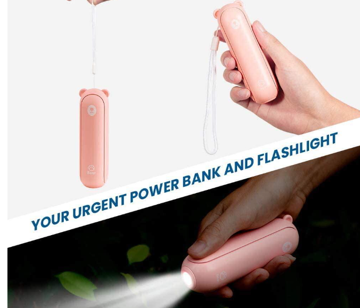 USB Rechargeable Handheld Mini Fan with Power Bank Feature used as Pocket Desk Fan - Pink - Zoom Image 5