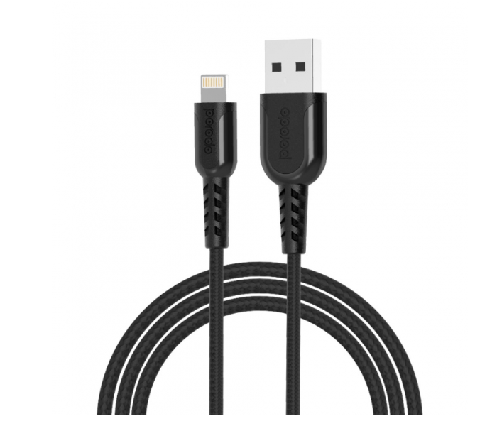 Porodo 2.4 Meter Metal Braided Lightning Cable - Black - Zoom Image 1