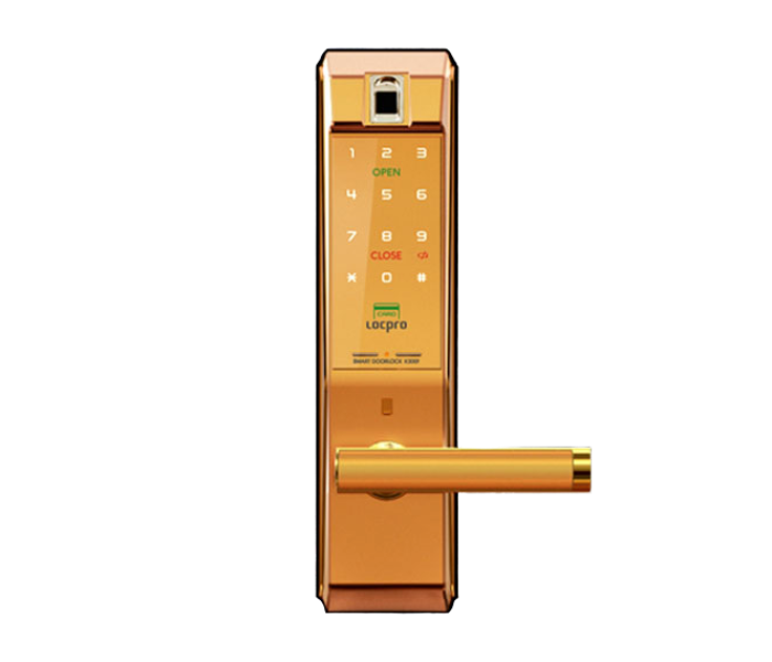 Locpro K300GA4F Remote Controlled 4 Way Access Fingerprint Passcode Card and Key Smart Door Lock - Gold - Zoom Image 1