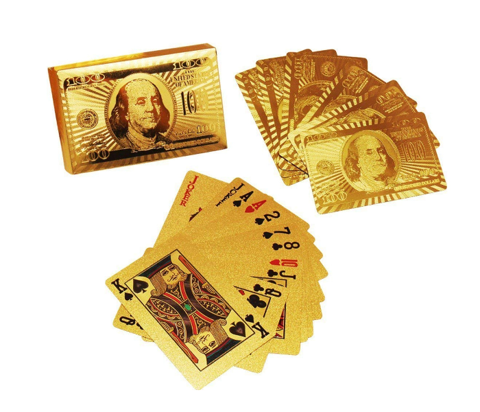 100 Dollar Waterproof Gold Foil Plated Playing Cards - Zoom Image 1