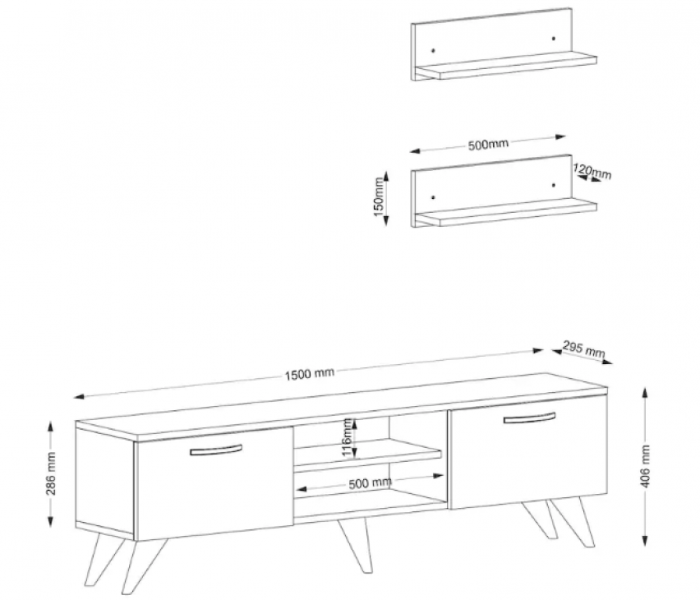 Ayden TV Bench - Black And Brown - Zoom Image 5