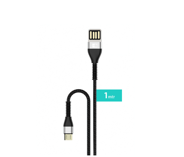 HeatZ ZCS07 1 Meter Nylon Material Micro USB Cable - Black and Silver - Zoom Image