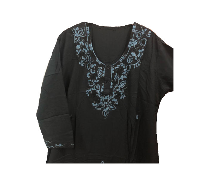 Cashmera Cotton Embroidery Small Breathable Soft Jalabiya - Black - Zoom Image 2