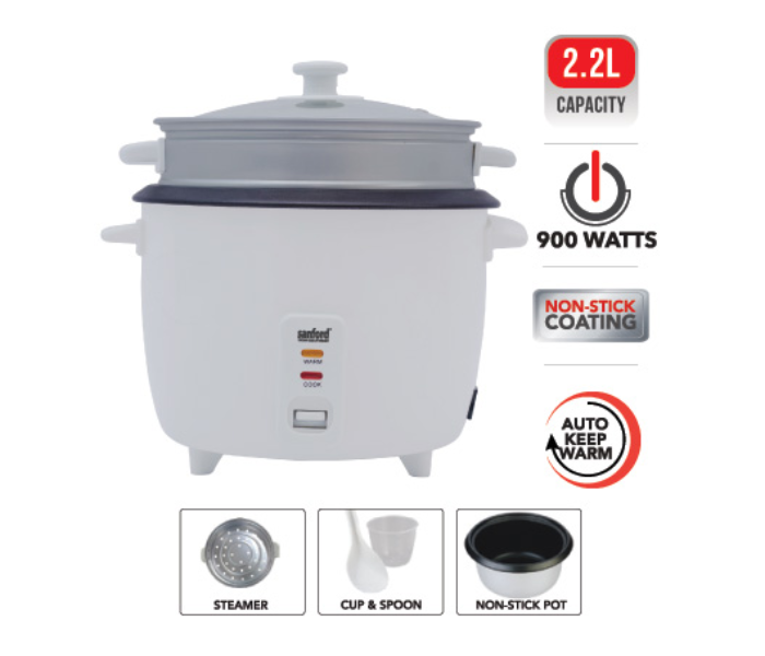 Sanford SF1190RC 900 Watts 2.2 Litres Rice Cooker - White - Zoom Image 3