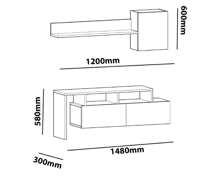 2 Carton TV Table - White - Zoom Image 2