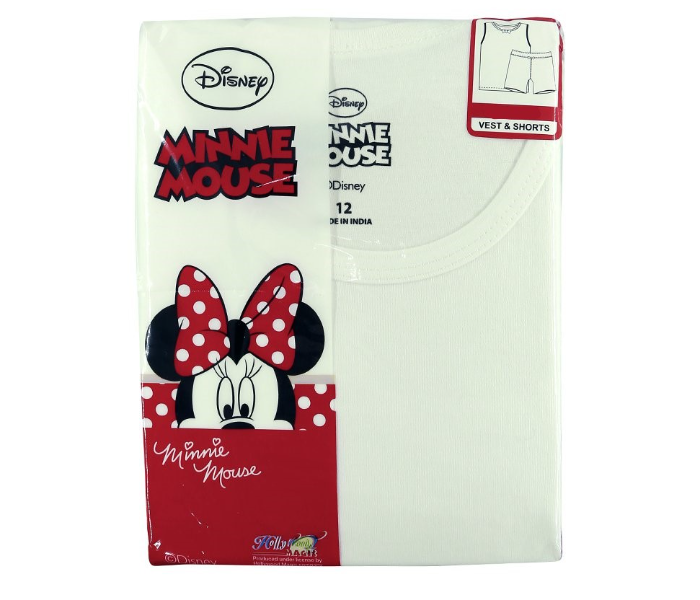 Disney MNWIS1 Minnie Mouse Vest and Shorts Set for 12 Year Kids - White  - Zoom Image 1