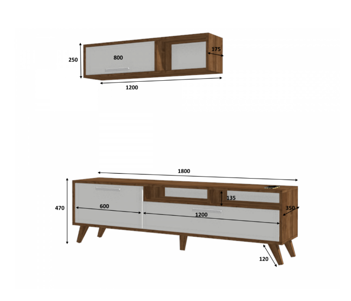 Mia TV Table - White and Brown - Zoom Image 3