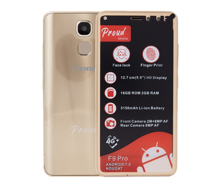 ZIOX Proud F9 Pro 2GB RAM 16GB Smartphone - Gold - Zoom Image 1