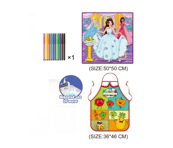 Family Center 23-185-12A 2 Pieces Princess Drawing Mat and Apron Set - Zoom Image 1