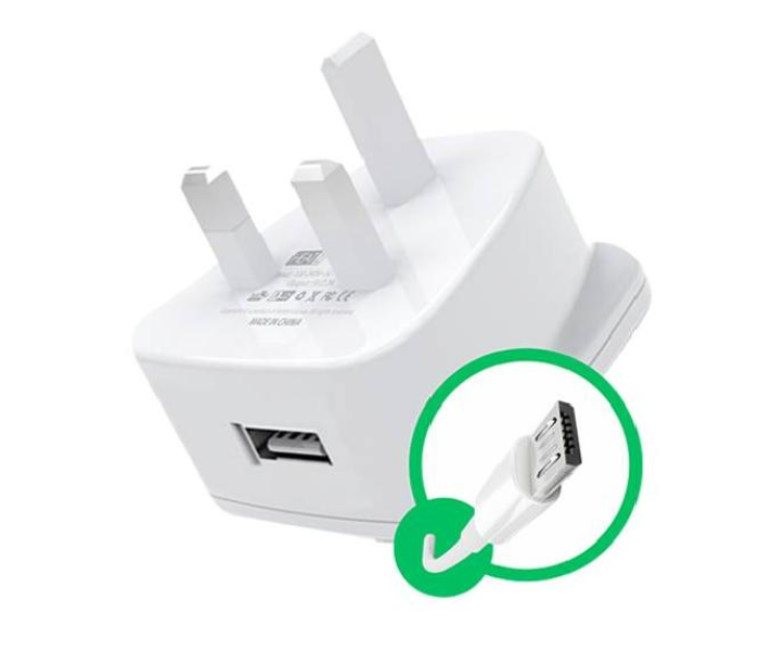 HeatZ ZAS07 Single Port Home Charger with Micro USB Cable - White - Zoom Image 1