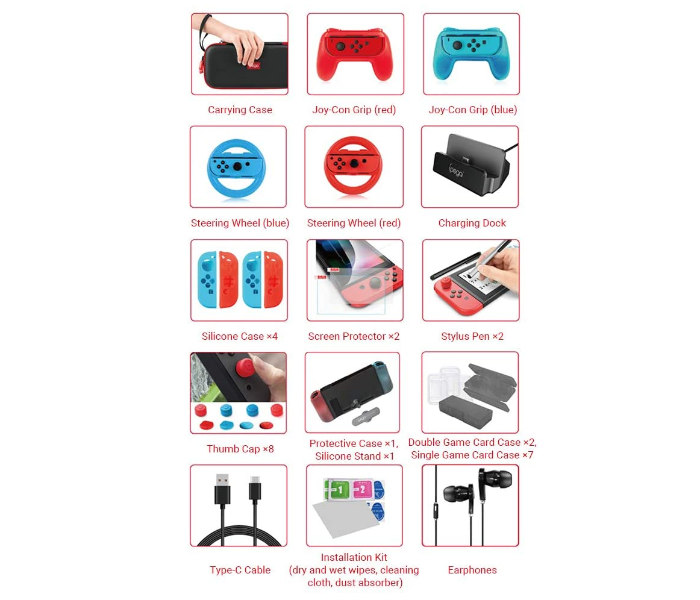 Ipega PG-SW032 36 in 1 Switch Accessories Bundle Essential Kit - Zoom Image 2