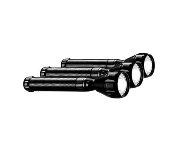 3 Piece 21.9cm Rechargeable LED Handheld Flashlight Torch - Black  - Zoom Image 1