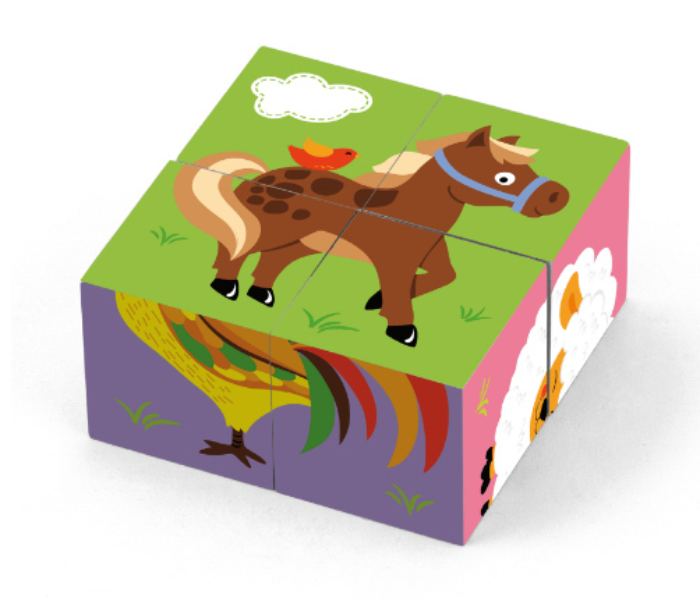 Brytostore BHT50835 4 Pieces Farm Animals 6 Side Cube Puzzle - Zoom Image