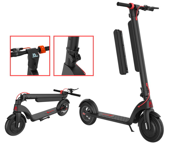 For All FX 8 350W Foldable Electric Scooter - Black and Red - Zoom Image 1