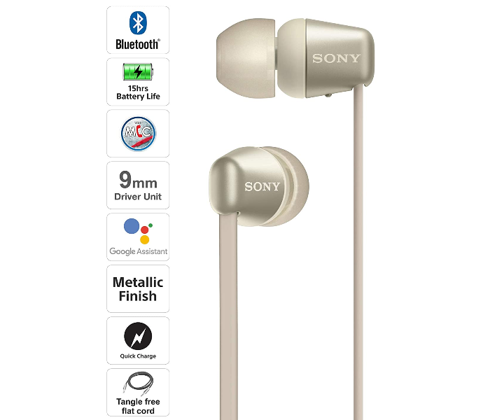 Sony WI-C310 Wireless In-Ear Headphones With Bluetooth Version 5.0 Headset With Mic For Phone Calls - Gold - Zoom Image 5