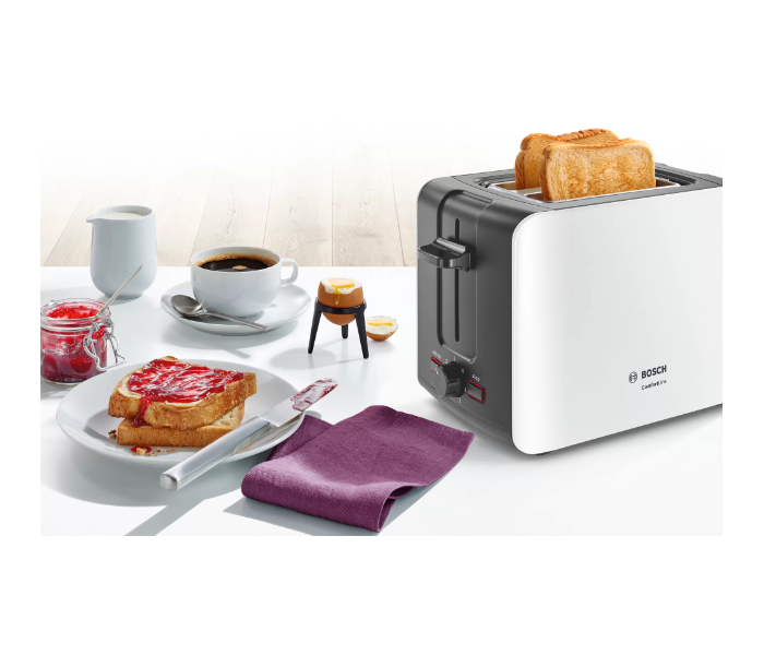 Bosch TAT6A111GB Compact Toaster - White and Dark Grey - Zoom Image 2