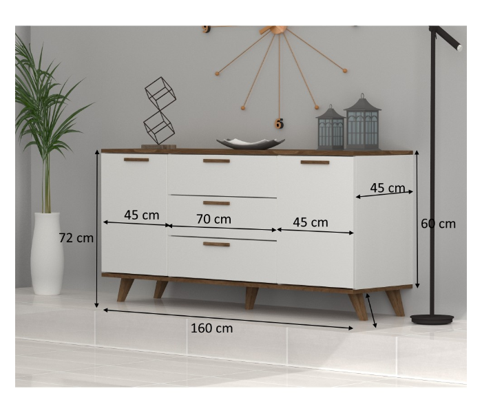 Trend Model Tv Table Coffee Table And Hallway Set - White And Brown - Zoom Image 4