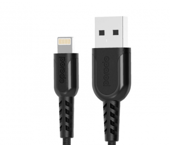 Porodo 2.4 Meter Metal Braided Lightning Cable - Black - Zoom Image 2