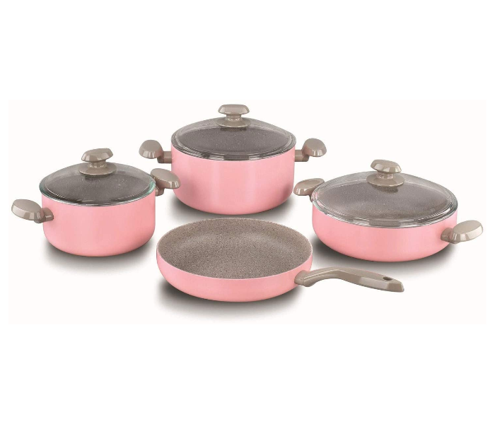 Korkmaz KO-A1325 Mia Manolya 7 Piece Granite Cooking Pot Set - Pink - Zoom Image 1