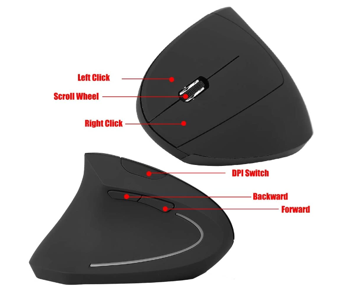 Microdigit MD203MW Wireless Optical Vertical Mouse 2.4Ghz - Black - Zoom Image 1