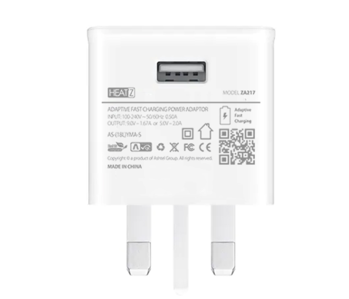 HeatZ ZA217 Single Port Home Charger with Micro USB Cable Plus Type C Cable Fast Charging Adapter - White - Zoom Image 2