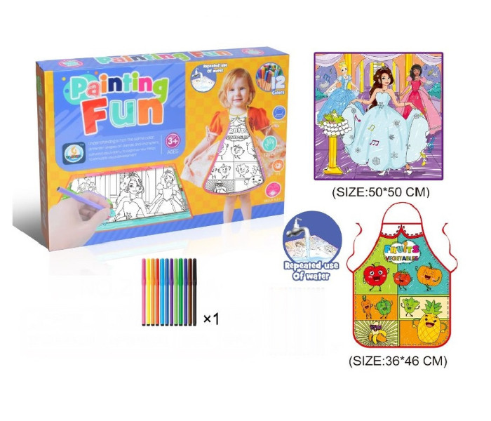 Family Center 23-185-12A 2 Pieces Princess Drawing Mat and Apron Set - Zoom Image 2