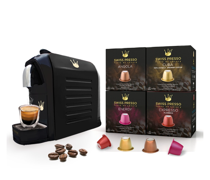 Swiss Presso 40 Capsules Nespresso and Espresso Coffee Machine  - Black  - Zoom Image 3