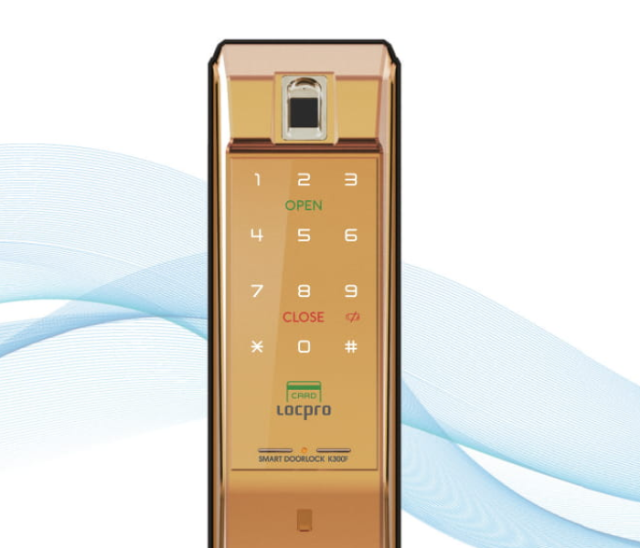 Locpro K300GA4F Remote Controlled 4 Way Access Fingerprint Passcode Card and Key Smart Door Lock - Gold - Zoom Image 2