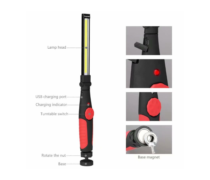 Magnetic USB Rechargeable Portable Camping Light - Black - Zoom Image 3