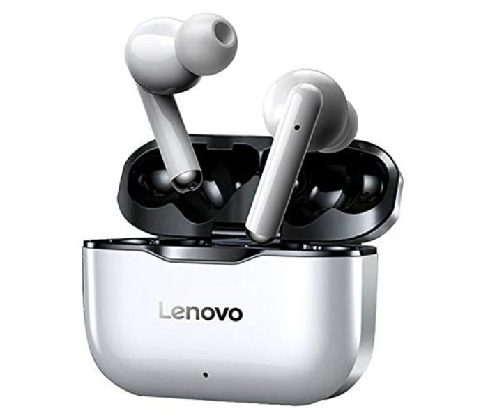 Lenovo LP1 TWS Wireless Earphone Bluetooth 5.0 Dual Stereo Earbuds With Mic A Touch Control Long Standby 300mAH IPX4 Water Proof Headset Noise Reduction Charging Case - White - Zoom Image 2