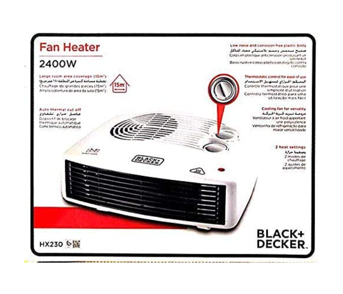 Black and Decker HX230-B5 2400W Horizontal Fan Heater - White - Zoom Image 3