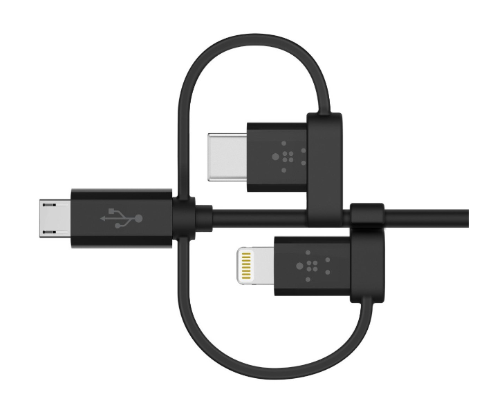 Belkin F8J050BT04-BLK 1.2 Meter 3-in-1 Universal Micro USB USB-C Lightning Connector Cable - Black - Zoom Image 6