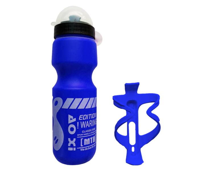 Cycling Bottle Cage Holder With Water Bottle - Blue - Zoom Image