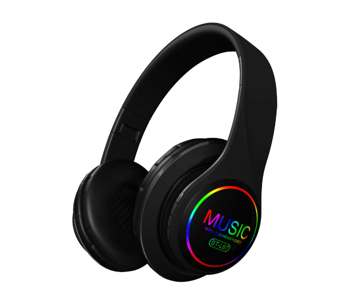 IPOS ST-L67 LED Light Bluetooth Earphone Stereo Headset - Black - Zoom Image 1