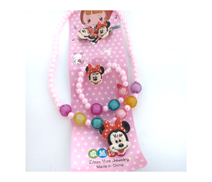 Fashion Cute Mickey Mouse Necklace With Round Pendant For Women - Pink - Zoom Image