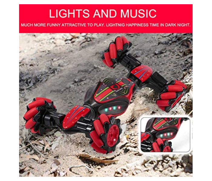 Off-Road Double Side Driving Stunt Remote Control Car for Kids - Red and Black - Zoom Image 6