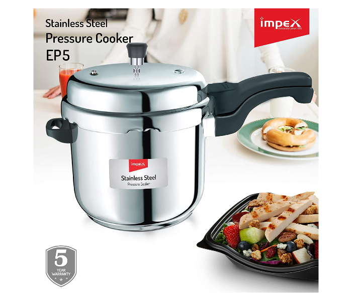 Impex EP5 5 Litre Stainless Steel Pressure Cooker - Stainless Steel - Zoom Image 3