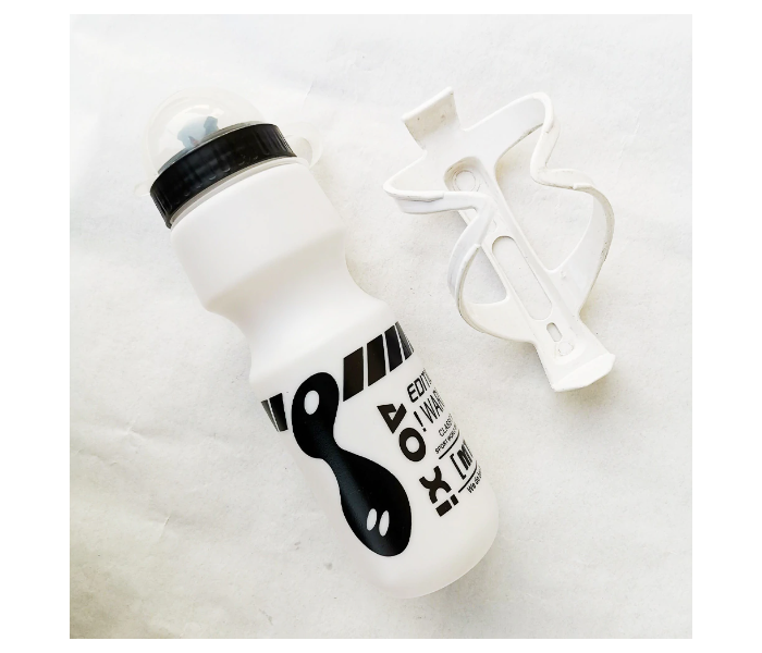 Cycling Bottle Cage Holder With Water Bottle - White - Zoom Image