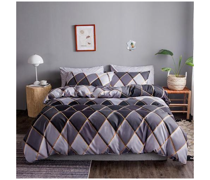 6 Pieces High Quality Cotton Double Size Bed Sheet with Quilt Cover and Pillow Case - Grey - Zoom Image 2