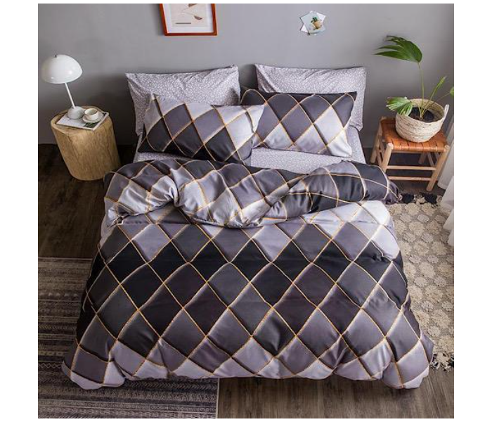 6 Pieces High Quality Cotton Double Size Bed Sheet with Quilt Cover and Pillow Case - Grey - Zoom Image 1