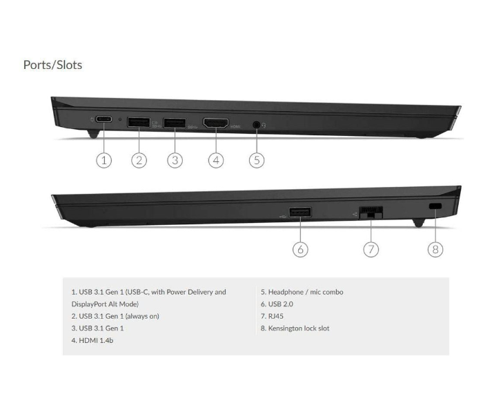 Lenovo ThinkPad E15-20RD007XUE 15.6 inch FHD Intel Core i5 10210U 1.6GHz 8GB RAM 1TB HDD 2GB AMD RADEON Graphics DOS English Keyboard with Free Laptop Bag - Black - Zoom Image 3