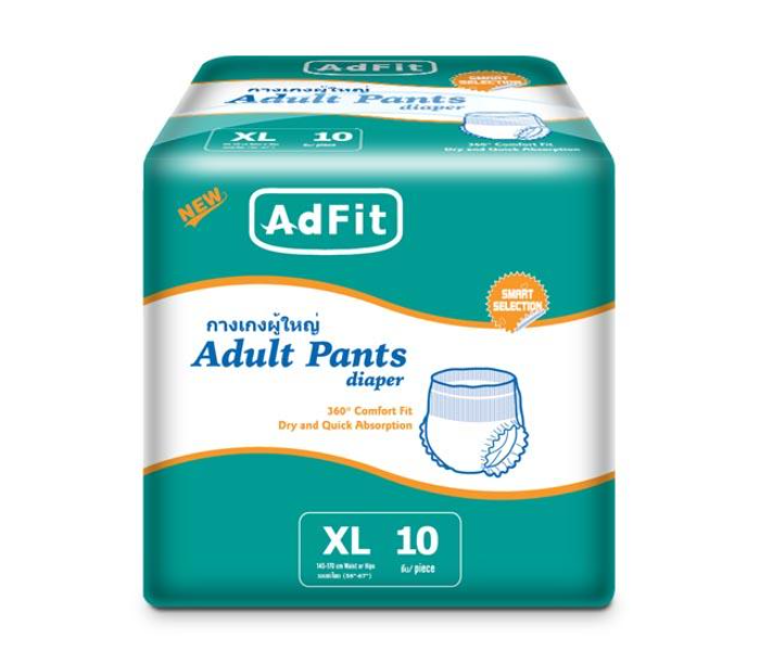 Adfit 10 pieces 18.5 x 22.5 x 16cm Adult Pants Diaper Extra Large - Zoom Image