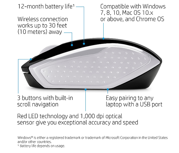 HP 2HU84AA 200 Wireless Mouse - Pike Silver - Zoom Image 3