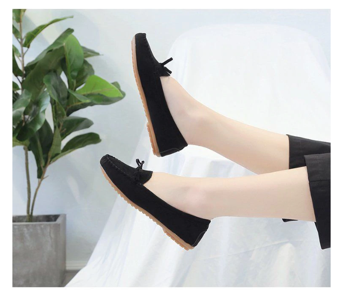 Bow Reverse Suede Leather Breathable Cow Tendon Sole Set Casual Shoes EU 36 For Women - Black(JA141) - Zoom Image 3