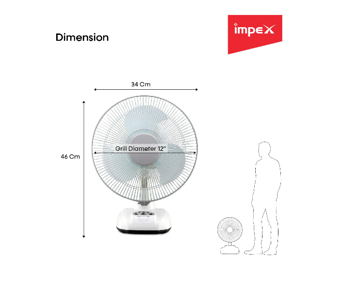 Impex BREEZE D3 Table Fan - White - Zoom Image 2