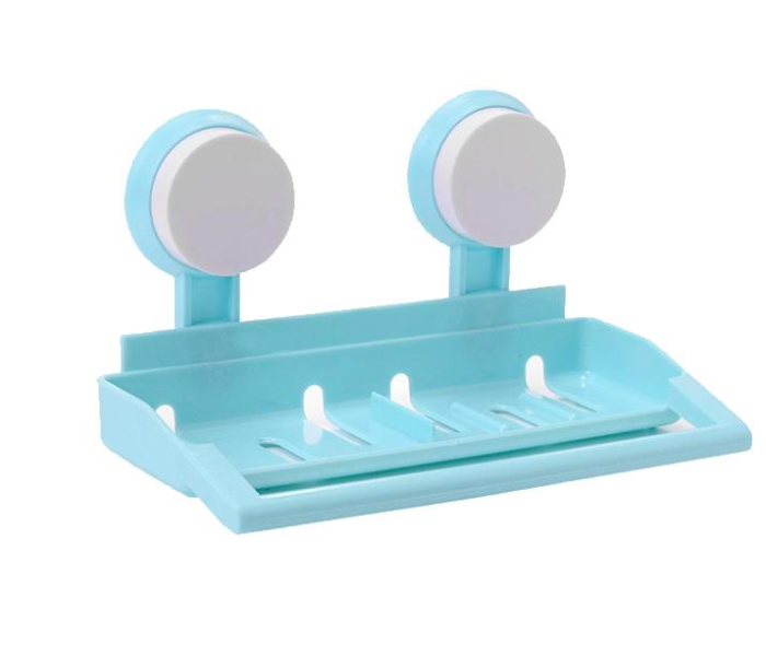 Double Suction Cups Soap Box Towel Holder - Blue - Zoom Image